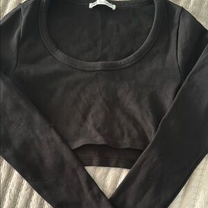 Zara Black Long Sleeve Crop Top